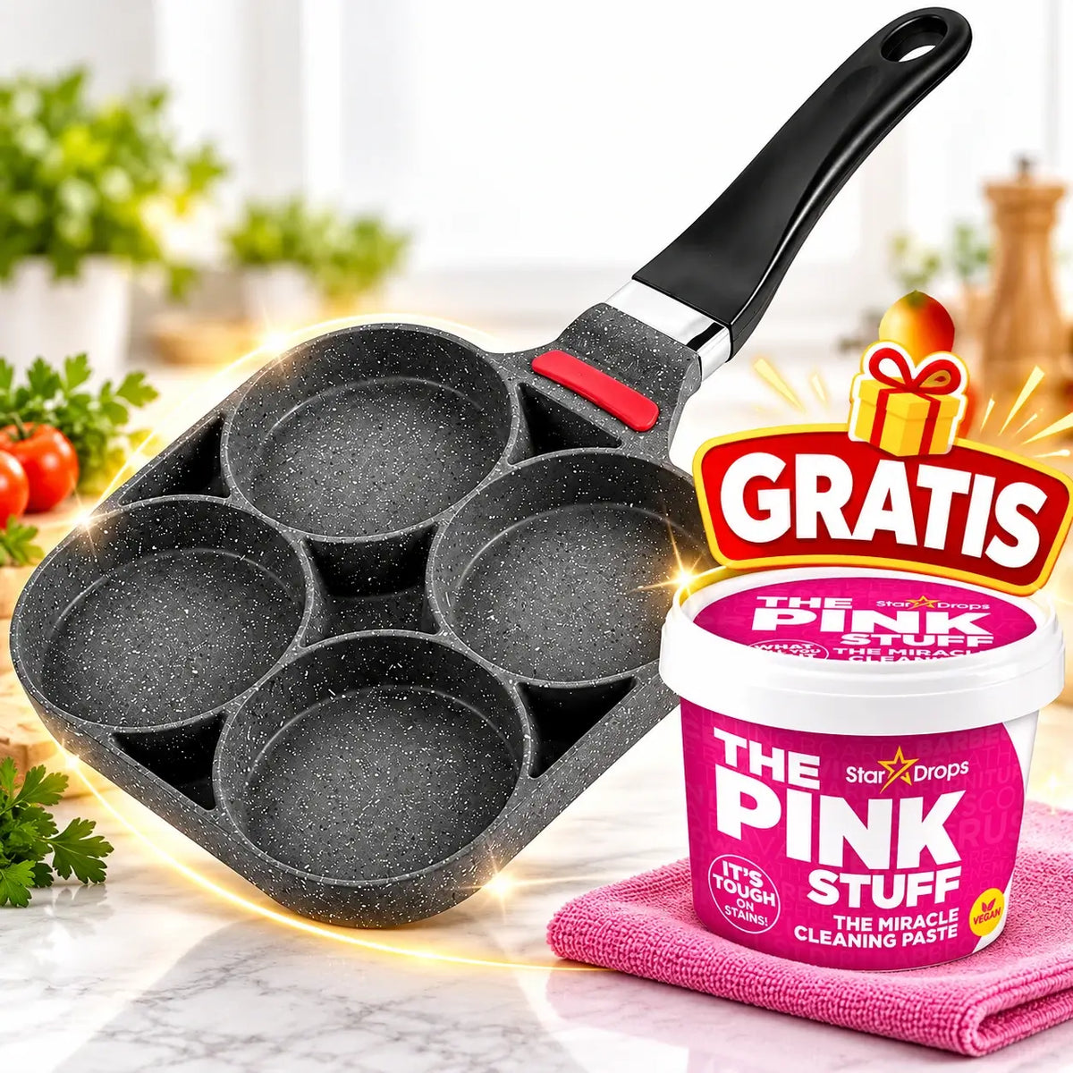 YEMA 4 en 1 · Sartén Antiadherente + Crema Limpia Ollas GRATIS