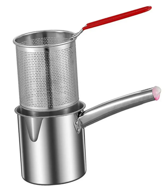 DORATTA Mini Fry - mini freidora de acero inoxidable con canastilla perforada