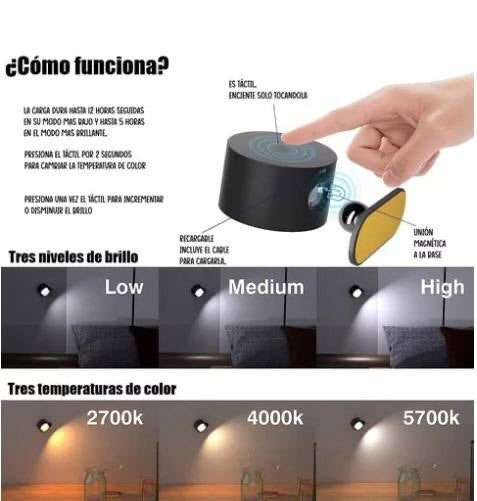 LAMPARA DE PARED RECARGABLE 3 COLORES LW