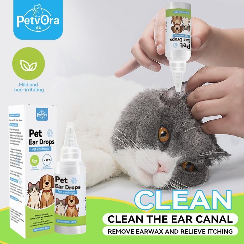 PetVora® Ear Drops — Gotas Limpiadoras de Oídos para Perros y Gatos | Elimina Ácaros, Mal Olor y Picazón