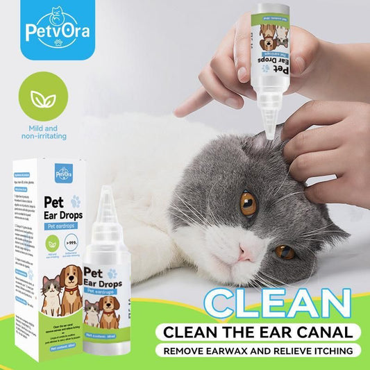PetVora® Ear Drops — Gotas Limpiadoras de Oídos para Perros y Gatos | Elimina Ácaros, Mal Olor y Picazón